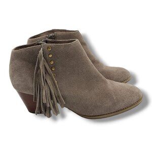 Vionic Faros Fringed Bootie Womens‎ 8.5 Brown Suede Ankle Zipper